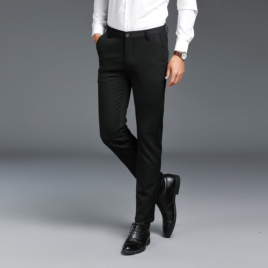 Men's New Fashion Solid Casual Slim Zippered Business Pants