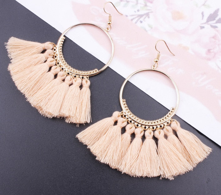 Exknl Brand Tassel Earrings For Women Fringed Statement Earrings Bohemian Summer Party Earrings Fashion Jewelry wholesale Bijoux