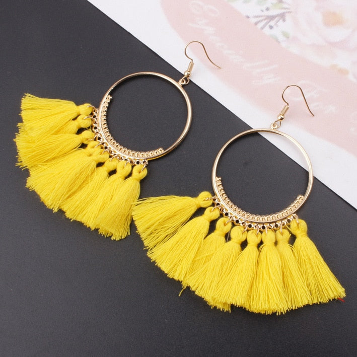 Exknl Brand Tassel Earrings For Women Fringed Statement Earrings Bohemian Summer Party Earrings Fashion Jewelry wholesale Bijoux