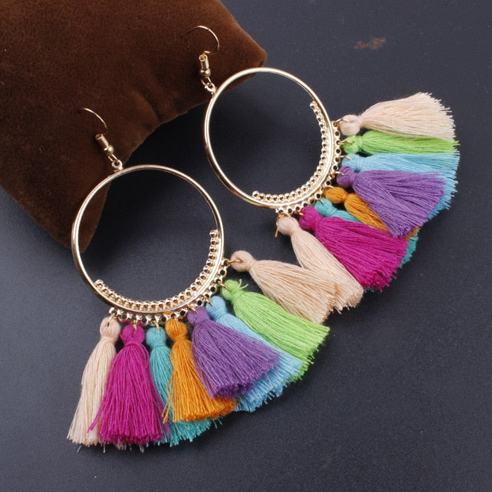 Exknl Brand Tassel Earrings For Women Fringed Statement Earrings Bohemian Summer Party Earrings Fashion Jewelry wholesale Bijoux