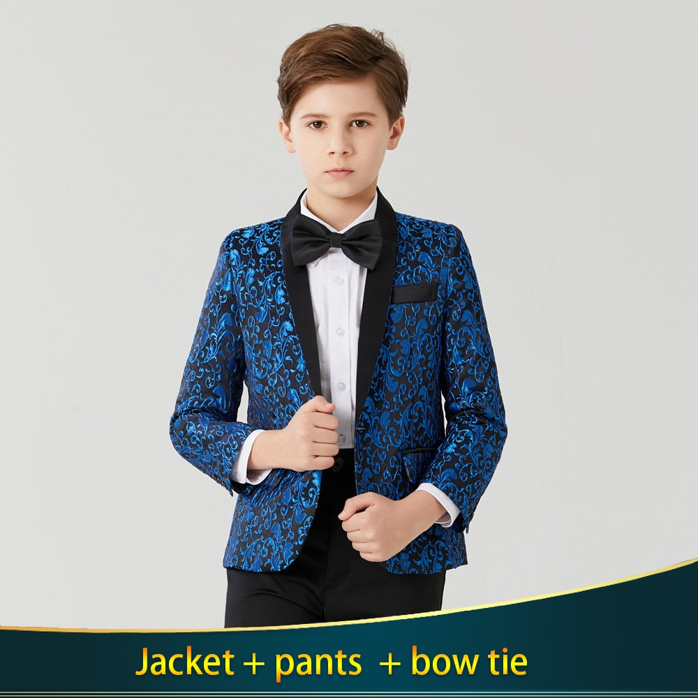 Boy's Casual Suit Blazer  Flower Boy Suit Dress For Wedding Children Formal Blazer Clothes Children's Jacquard suit coat