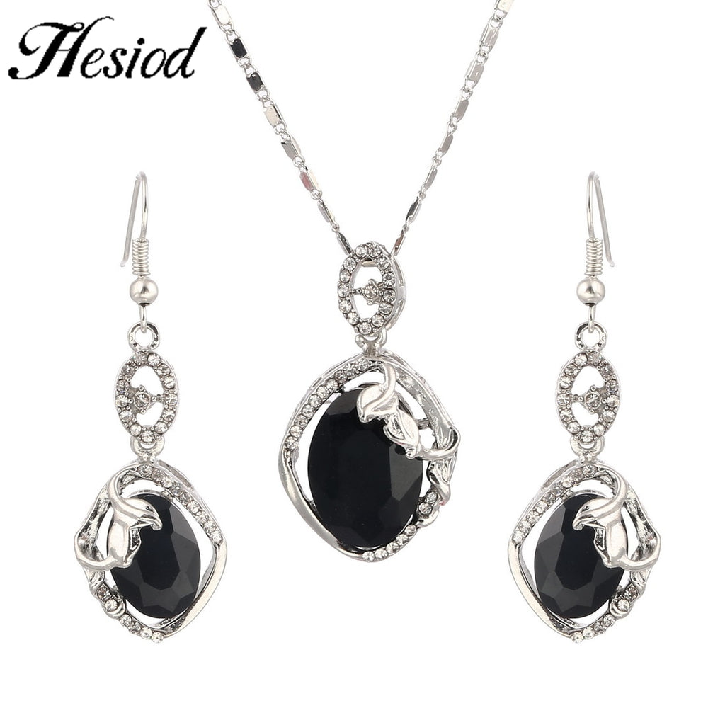 Hesiod Women Austrian Crystal Luxury Alloy Rhinestone Jewelry Sets Necklace Earrings sets