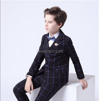 Brand Flowers Boys Formal Suit Wedding campus student Tuxedo Dress Gentleman Kids Jacket Vest Pants 3Pcs ceremony Costume