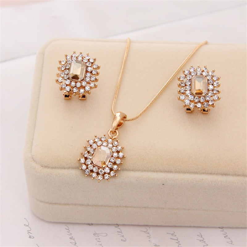 Hesiod Women Austrian Crystal Luxury Alloy Rhinestone Jewelry Sets Necklace Earrings sets