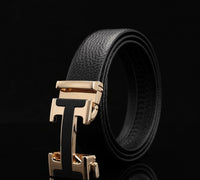 Luxury Automatic Buckle Genune Leather Strap Black Belt