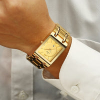 Relogio Masculino Gold Watch Men Square