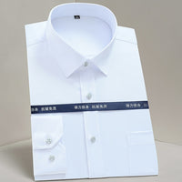 Men's Classic Non-iron Stretch Striped Basic Dress Shirt Single Patch Pocket