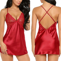 S-2XL Sexy Lace Satin Nightwear Sleepwear Babydoll