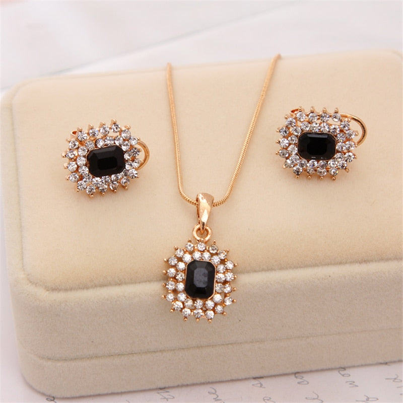 Hesiod Women Austrian Crystal Luxury Alloy Rhinestone Jewelry Sets Necklace Earrings sets