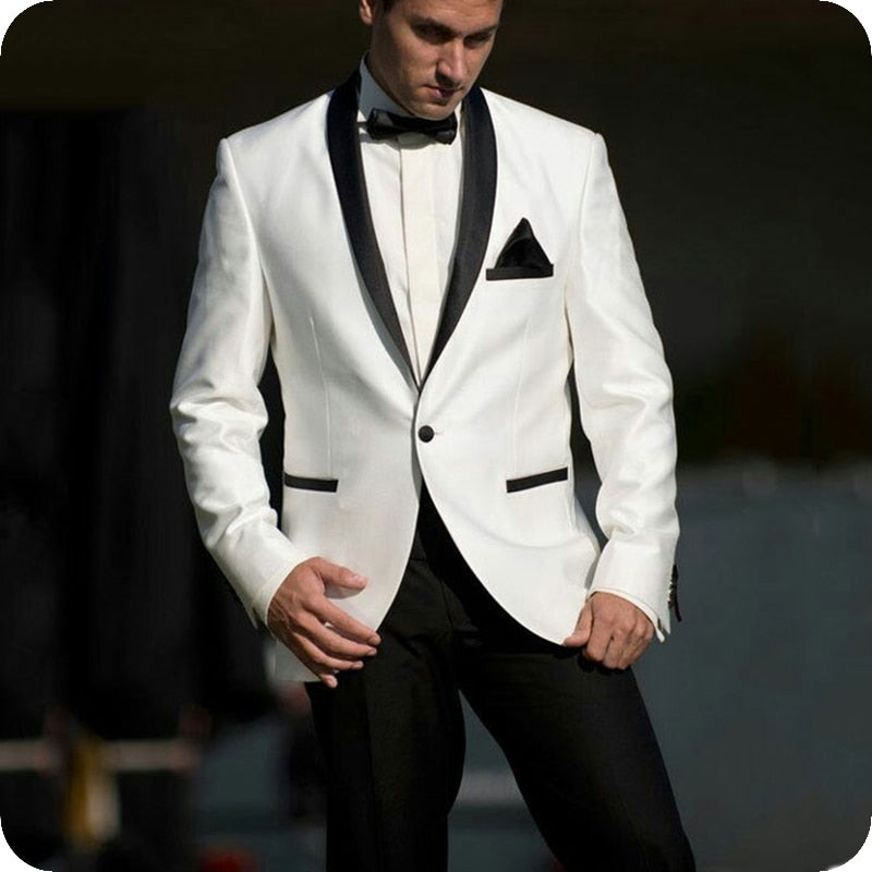 White Men Suits Tuxedo Blazer Slim Fit