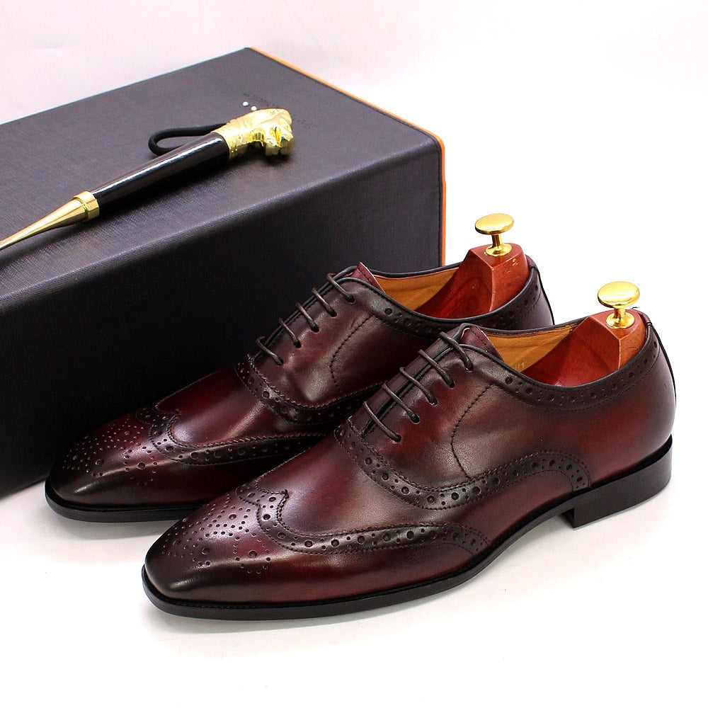 Handmade Mens Wingtip Oxford Shoes\