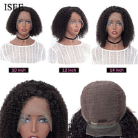 ISEE HAIR Curly Lace Front Wigs For Women Kinky Curly Lace Frontal Wig 4X4 Lace Closure Bob Wig Brazilian Curly Human Hair Wigs