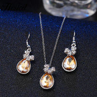 Hesiod Women Austrian Crystal Luxury Alloy Rhinestone Jewelry Sets Necklace Earrings sets