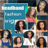 Headband Wigs for Women Synthetic Kinky Curly Wigs Short Black Natural Afro Hair for Black Women Africa American Hair