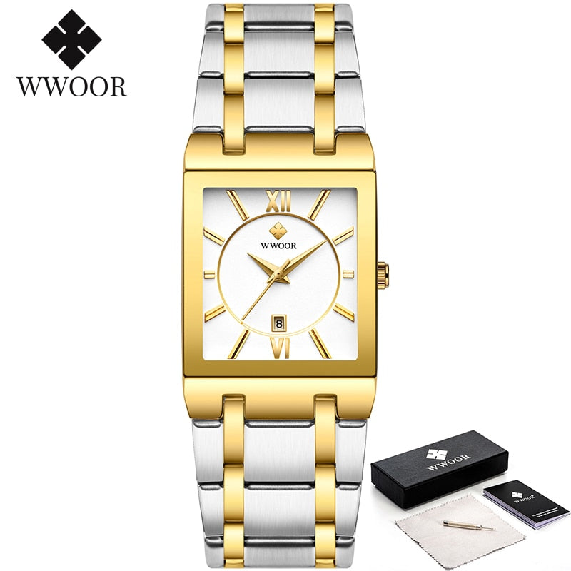 Relogio Masculino Gold Watch Men Square