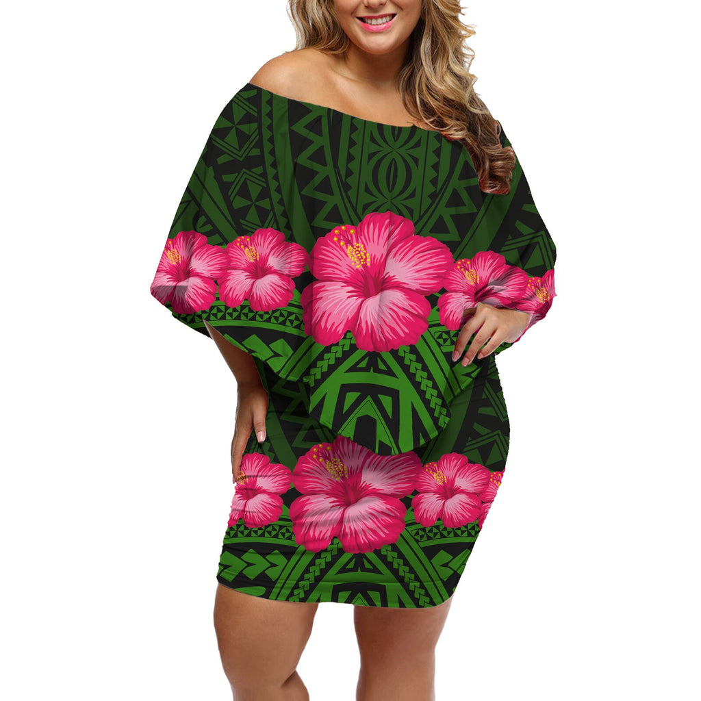 New Design Ladies Polynesian Tribal Print Maxi Off Shoulder Dress Beach Summer Elegant Women Mini Cape Dresses