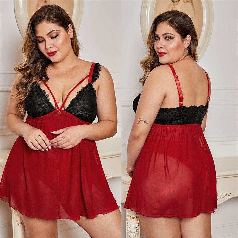 5XL Plus Size Sexy Lingerie Bodysuit for Women with Panty