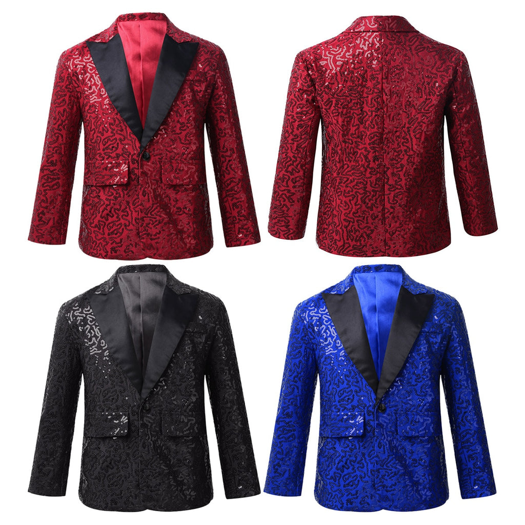 iiniim Boys Suits For Wedding Costume Banquet Party Stage Performance Suit Boys Stylish Sequins Suit Jacket Coat Blazer Tuxedo