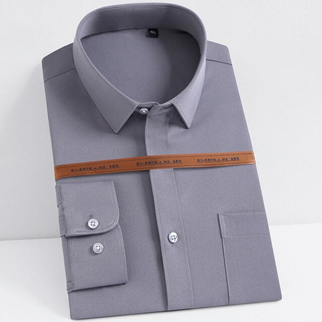 Men's Casual Thin Stretch Long Sleeve Dress Shirts