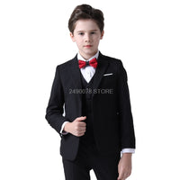 Brand Flowers Boys Formal Suit Wedding campus student Tuxedo Dress Gentleman Kids Jacket Vest Pants 3Pcs ceremony Costume