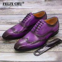 Handmade Mens Wingtip Oxford Shoes\