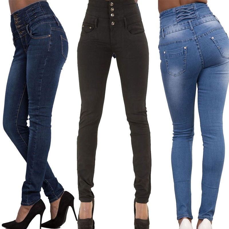 Brand New High Quality Wholesale Woman Denim Pencil Pants Top Brand Stretch Jeans High Waist Pants Women High Waist Jeans