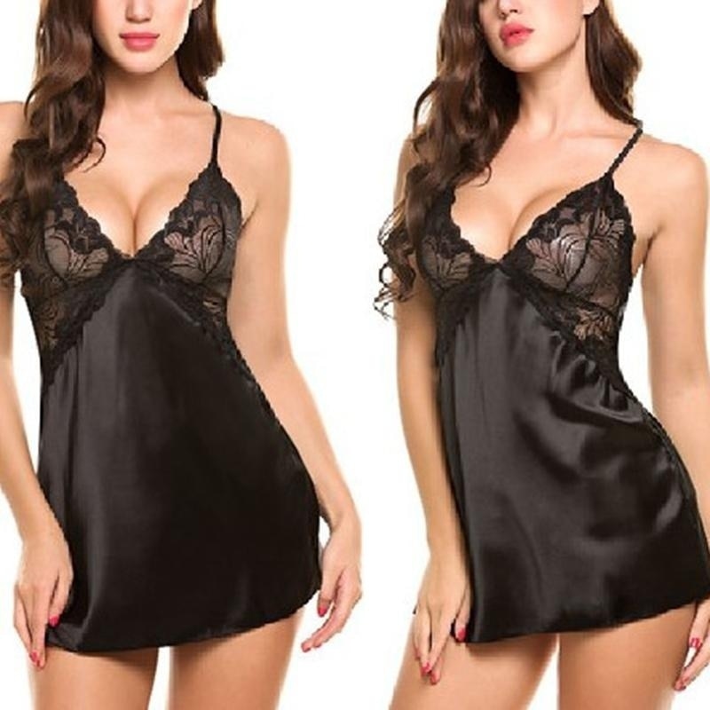 Nightgown Sexy Ladies Underwear Ladies Silk Lace Robe Sexy Dress Women Babydoll Pajamas Nightdress