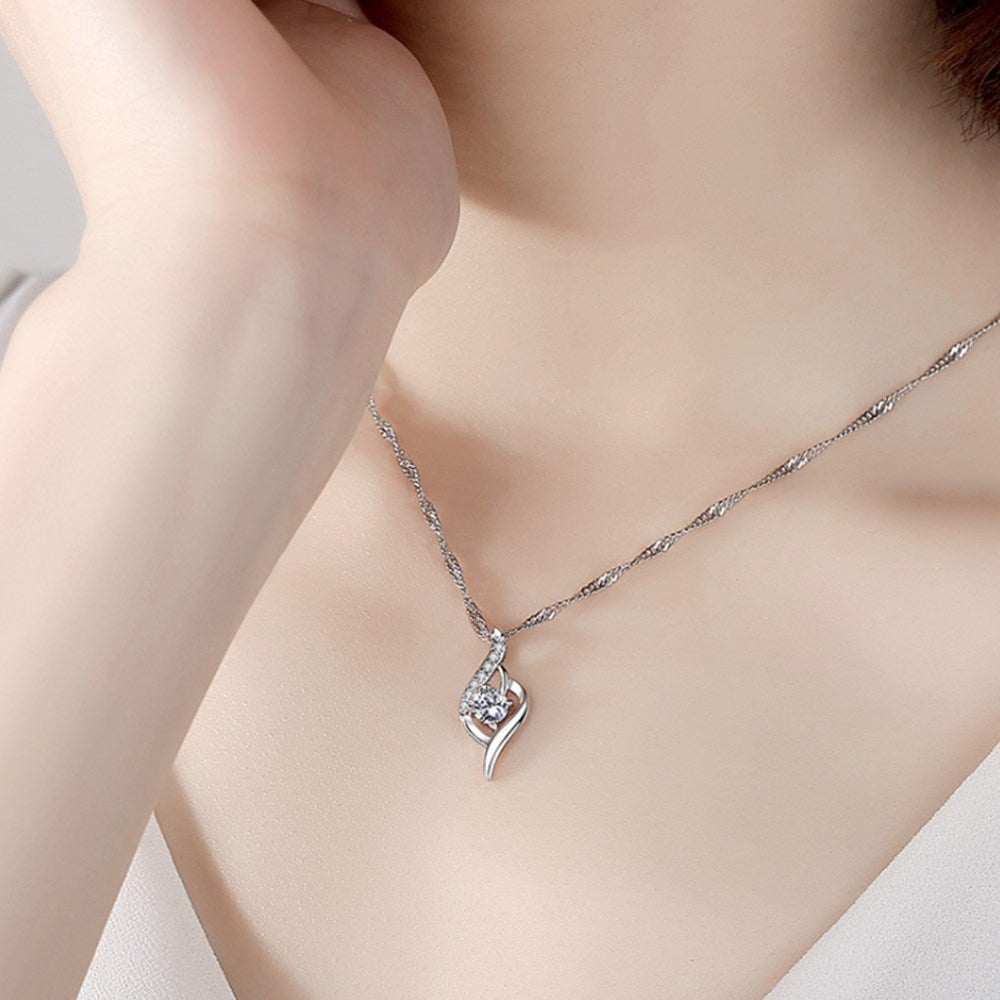 NEHZY 925 Sterling Silver New Woman Fashion Jewelry High Quality Crystal Zircon Heart Pendant Necklace Length 45CM