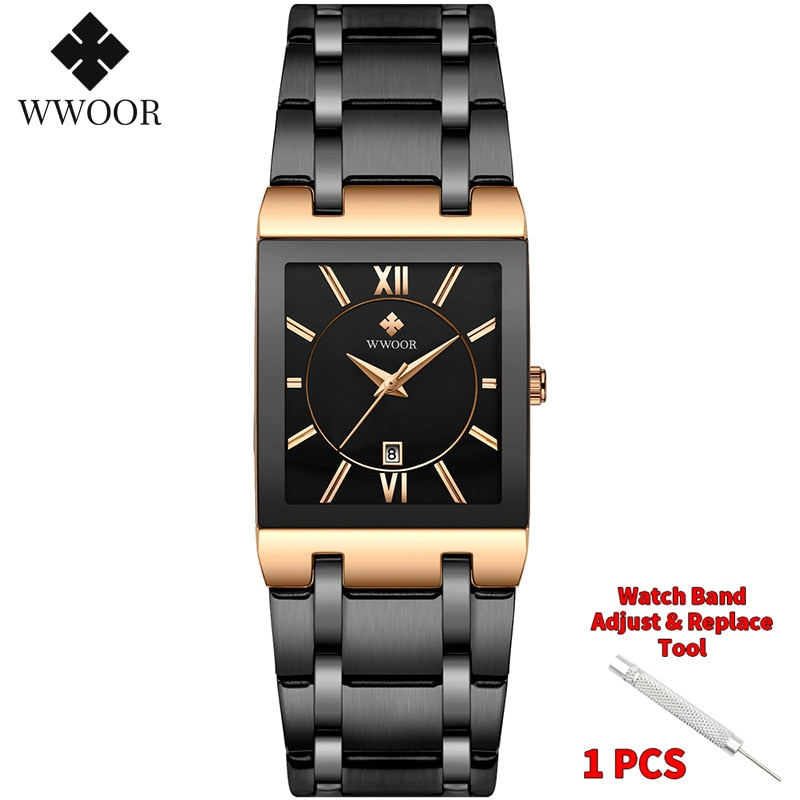 Relogio Masculino Gold Watch Men Square