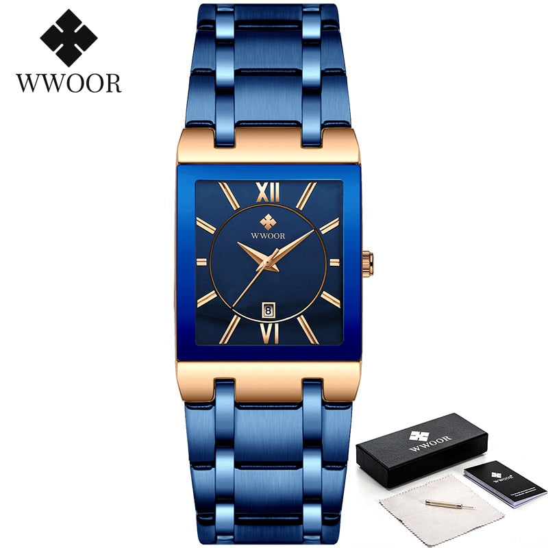 Relogio Masculino Gold Watch Men Square