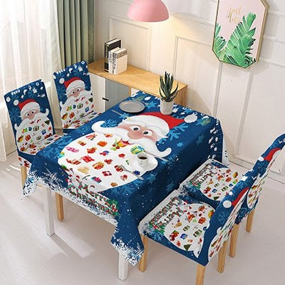 Christmas Stretch Tablecloth Chair Cover One piece chair cover absorbent tablecloth Decoration 2023