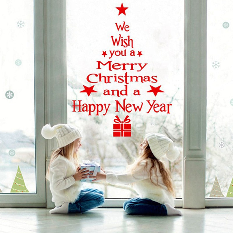 Merry Christmas Wall Window Stickers Christmas Decorations For Home Navidad 2022 Christmas Ornaments Gift Happy New Year 2023