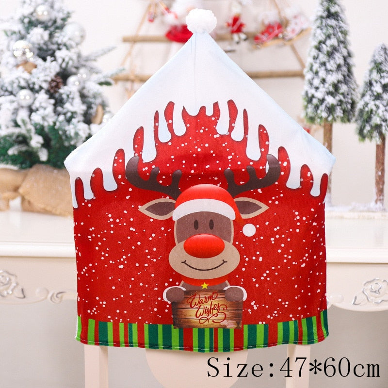 Christmas Chair Covers Santa Claus Hat Christmas Dinner Chair Back Covers Table Decor Christmas Decor for Home New Year 2023