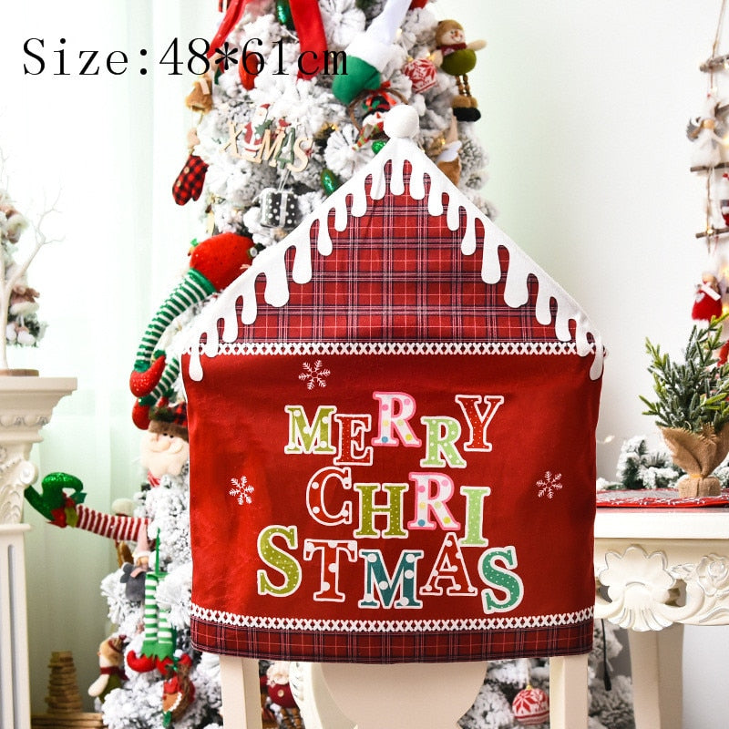 Christmas Chair Covers Santa Claus Hat Christmas Dinner Chair Back Covers Table Decor Christmas Decor for Home New Year 2023