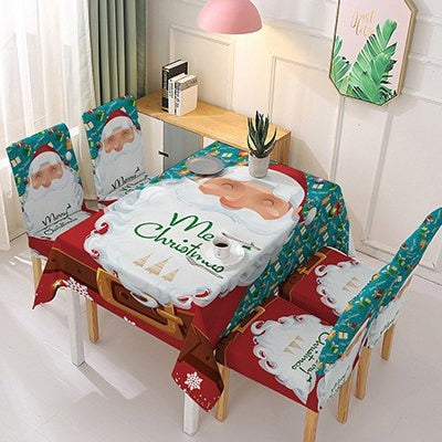 Christmas Stretch Tablecloth Chair Cover One piece chair cover absorbent tablecloth Decoration 2023