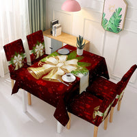 Christmas Snowflake Tablecloth Xmas Dining Chair Cover Waterproof Christmas Bells Dinning Table Cover Cloth Home Party Decor