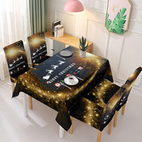 Christmas Snowflake Tablecloth Xmas Dining Chair Cover Waterproof Christmas Bells Dinning Table Cover Cloth Home Party Decor