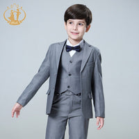 Nimble Spring Autumn Formal Boys Suits for Weddings Children Party Host Costume Wholesale Clothing 3Pcs/Set Blazer Vest Pants