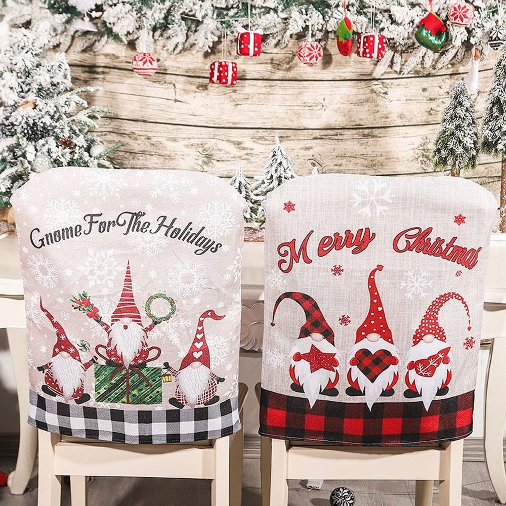 Christmas Chair Covers Santa Claus Hat Christmas Dinner Chair Back Covers Table Decor Christmas Decor for Home New Year 2023