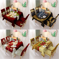 Christmas Snowflake Tablecloth Xmas Dining Chair Cover Waterproof Christmas Bells Dinning Table Cover Cloth Home Party Decor