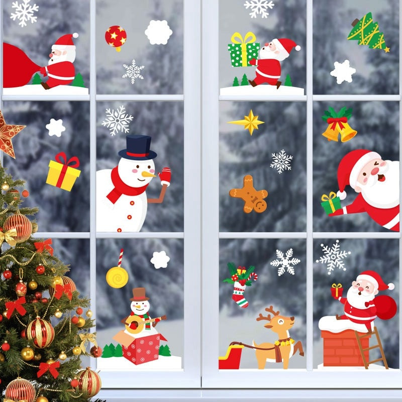 Merry Christmas Wall Window Stickers Christmas Decorations For Home Navidad 2022 Christmas Ornaments Gift Happy New Year 2023