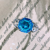 Huitan Bright Blue/White CZ Lady's Rings Wedding Anniversary Party Luxury Elegant Finger Accessories Fashion Jewelry for Women