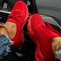 Women Mesh Breathable Casual Sneakers Lace-up Vulcanized Shoes Ladies Platform Sneakers Female Shoes Plus Size Zapatos De Mujer