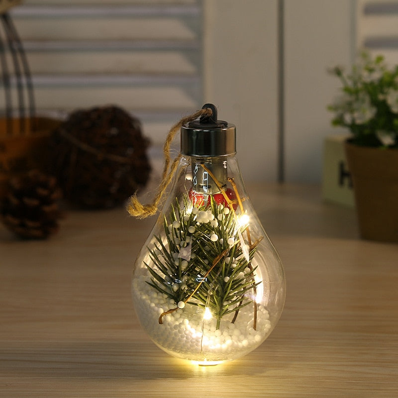 Waterproof Christmas Led Decorative Ball Lamp Transparent Pendant Christmas Navidad Decorative 2023 New Year Luminous Bulb