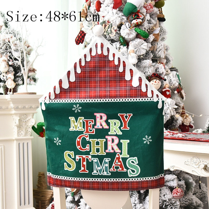 Christmas Chair Covers Santa Claus Hat Christmas Dinner Chair Back Covers Table Decor Christmas Decor for Home New Year 2023