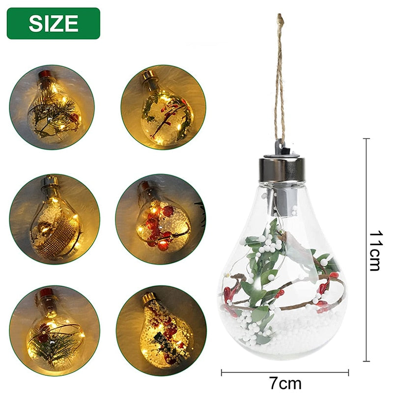 Waterproof Christmas Led Decorative Ball Lamp Transparent Pendant Christmas Navidad Decorative 2023 New Year Luminous Bulb