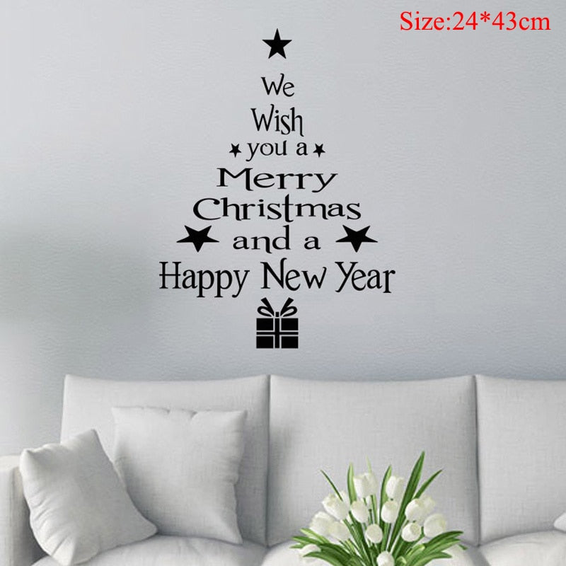 Merry Christmas Wall Window Stickers Christmas Decorations For Home Navidad 2022 Christmas Ornaments Gift Happy New Year 2023