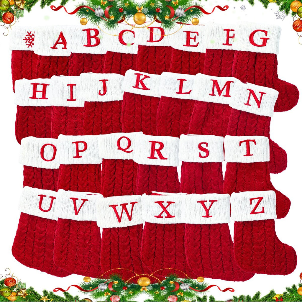 Christmas Socks Red Snowflake Alphabet Letters Merry Christmas Decorations For Home 2022 Xmas Navidad Natal Gifts New Year 2023