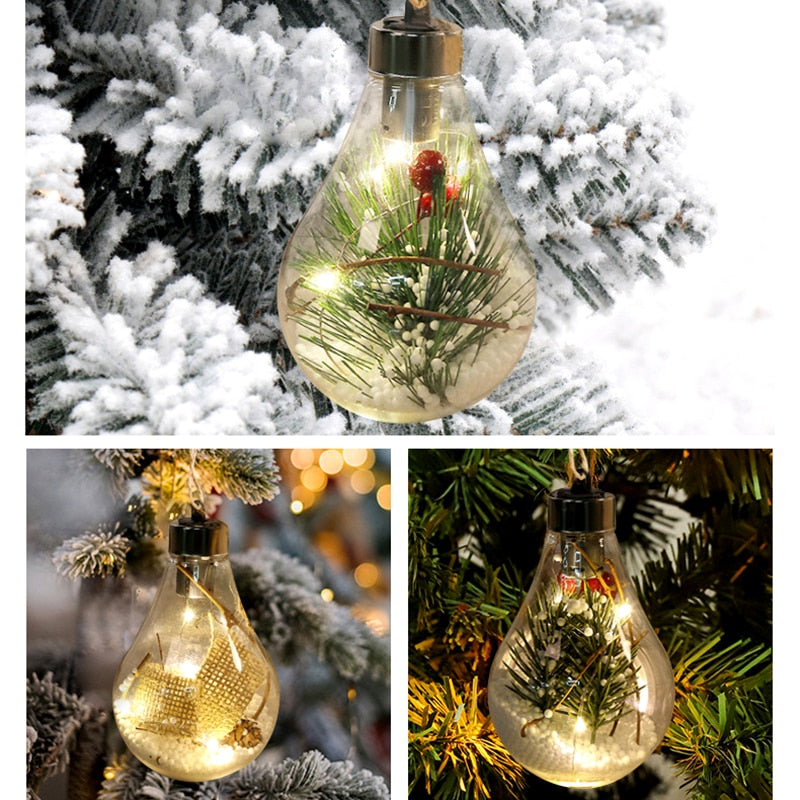 Waterproof Christmas Led Decorative Ball Lamp Transparent Pendant Christmas Navidad Decorative 2023 New Year Luminous Bulb