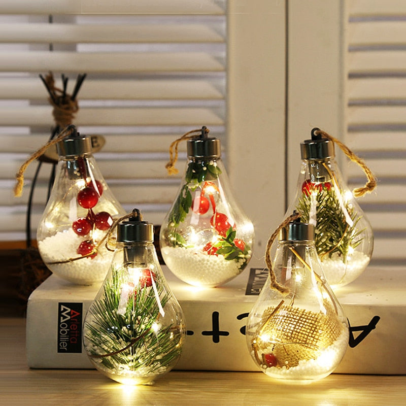 Waterproof Christmas Led Decorative Ball Lamp Transparent Pendant Christmas Navidad Decorative 2023 New Year Luminous Bulb